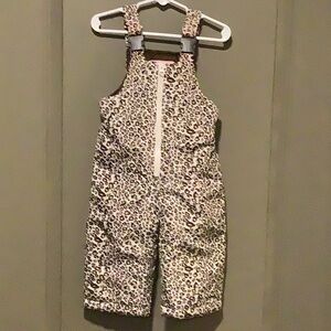 Girl’s 12 Month EUC London Fog Bib Snowsuit. Leopard print.